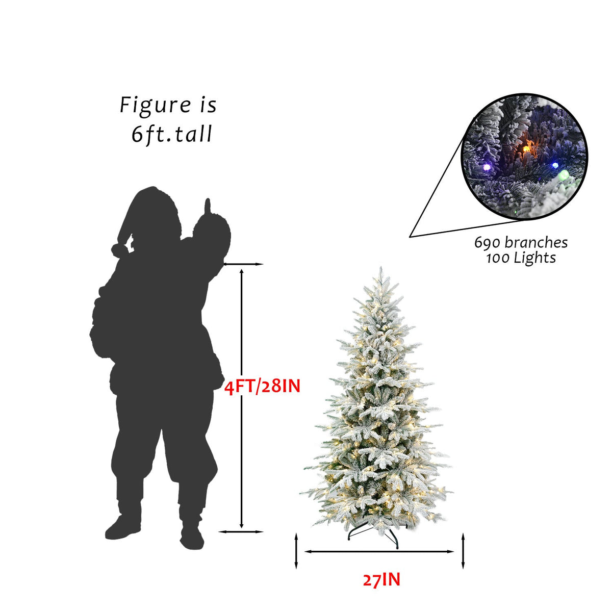 8FT PE+PVC Flocked Artificial Christmas Tree