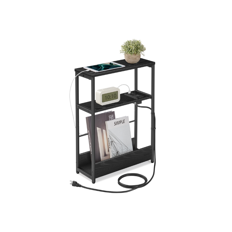 Narrow Side Table with Charging Station