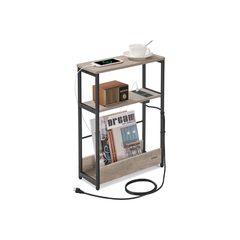 Narrow Side Table with Charging Station