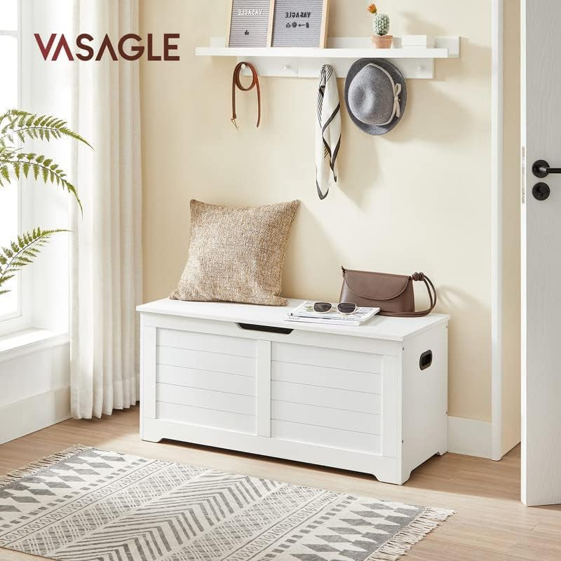 Cloud White LargeCapacity Storage Bench Hinges Chest