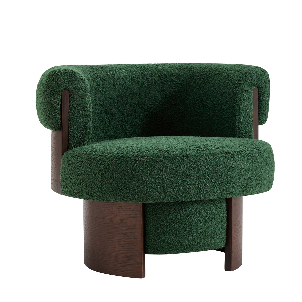 Modern 32'' Wide Curved Sculptural Swivel Barrel Chair
