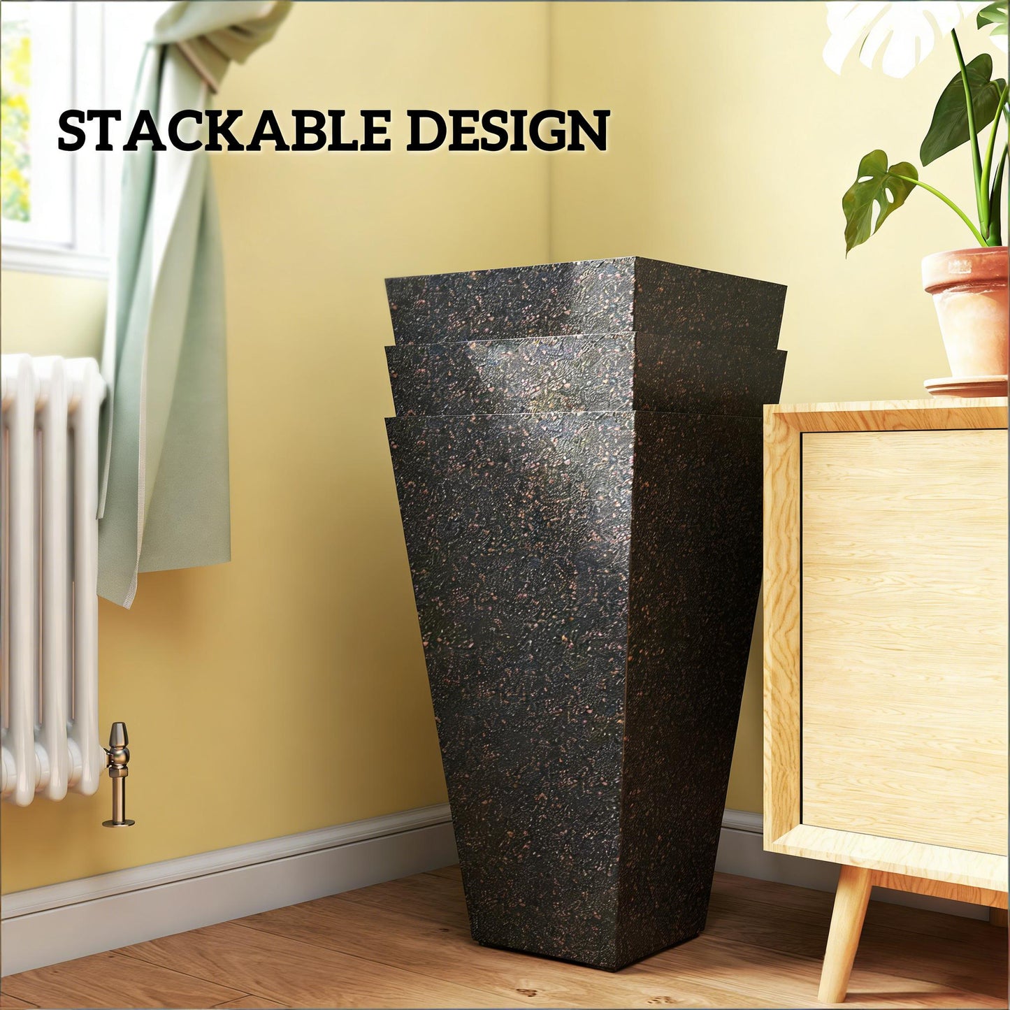 Set of 3 Tall Flower Pots