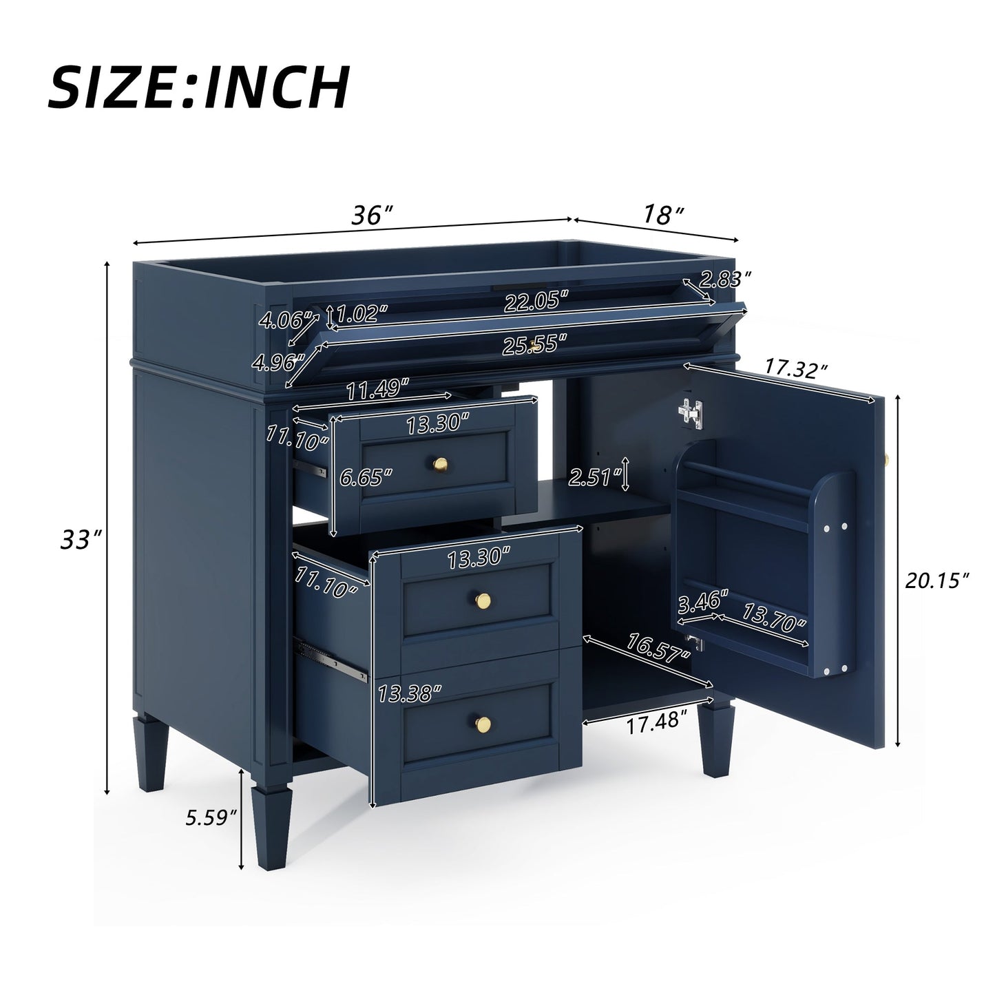 36'' Bathroom Vanity Without Top Sink