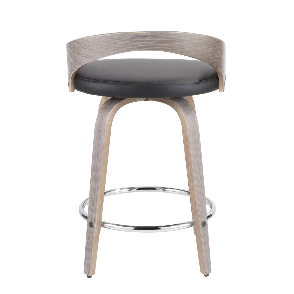 25" Mid-Century Modern Fixed Height Counter Stool with Swivel in Light