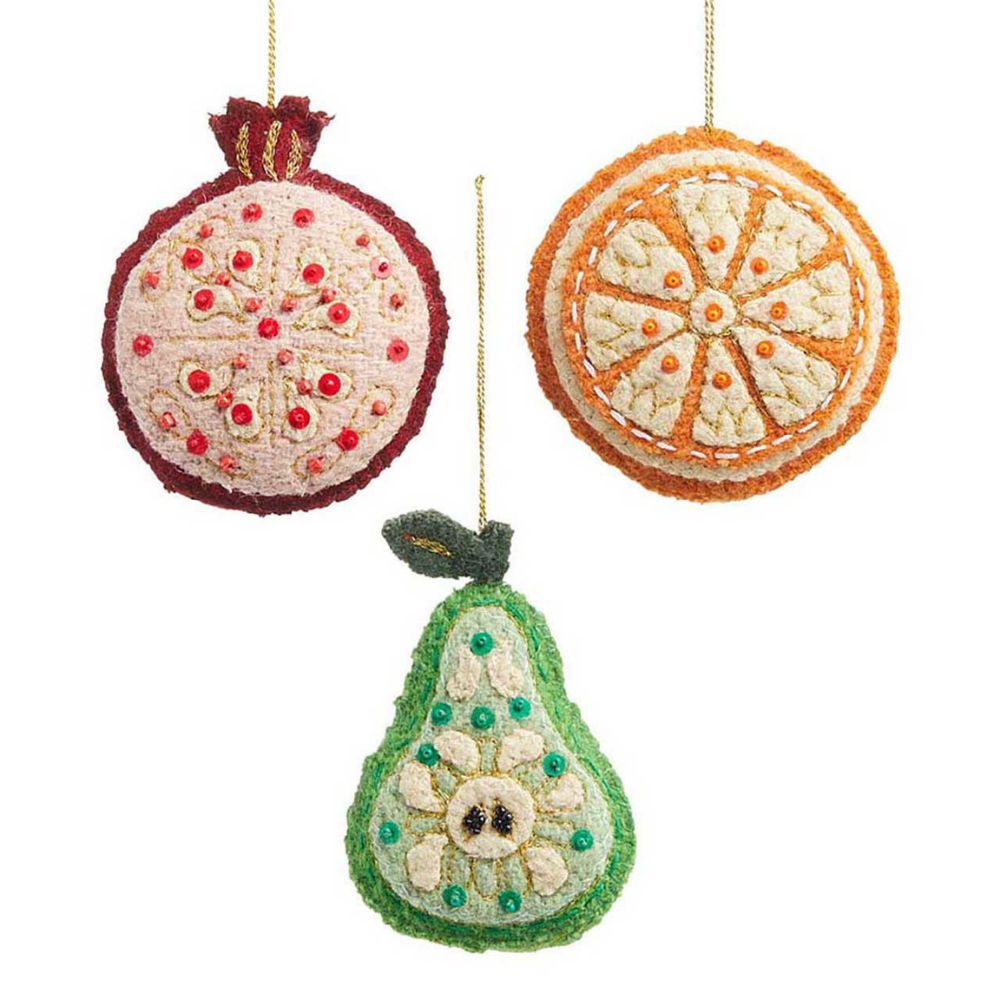 Holiday Spice Fruit Ornaments - Set of 3