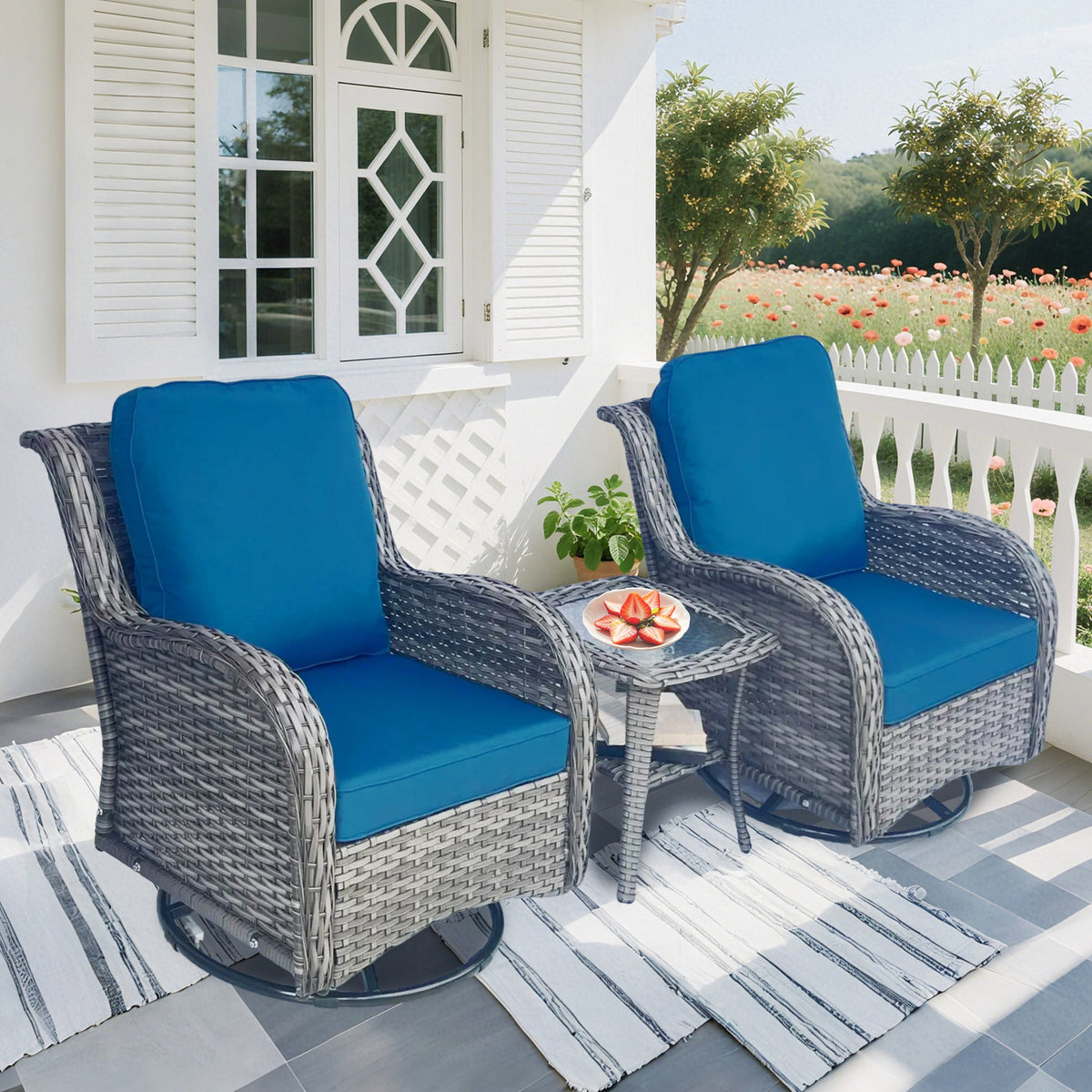 3 Piece Wicker Patio Furniture Set