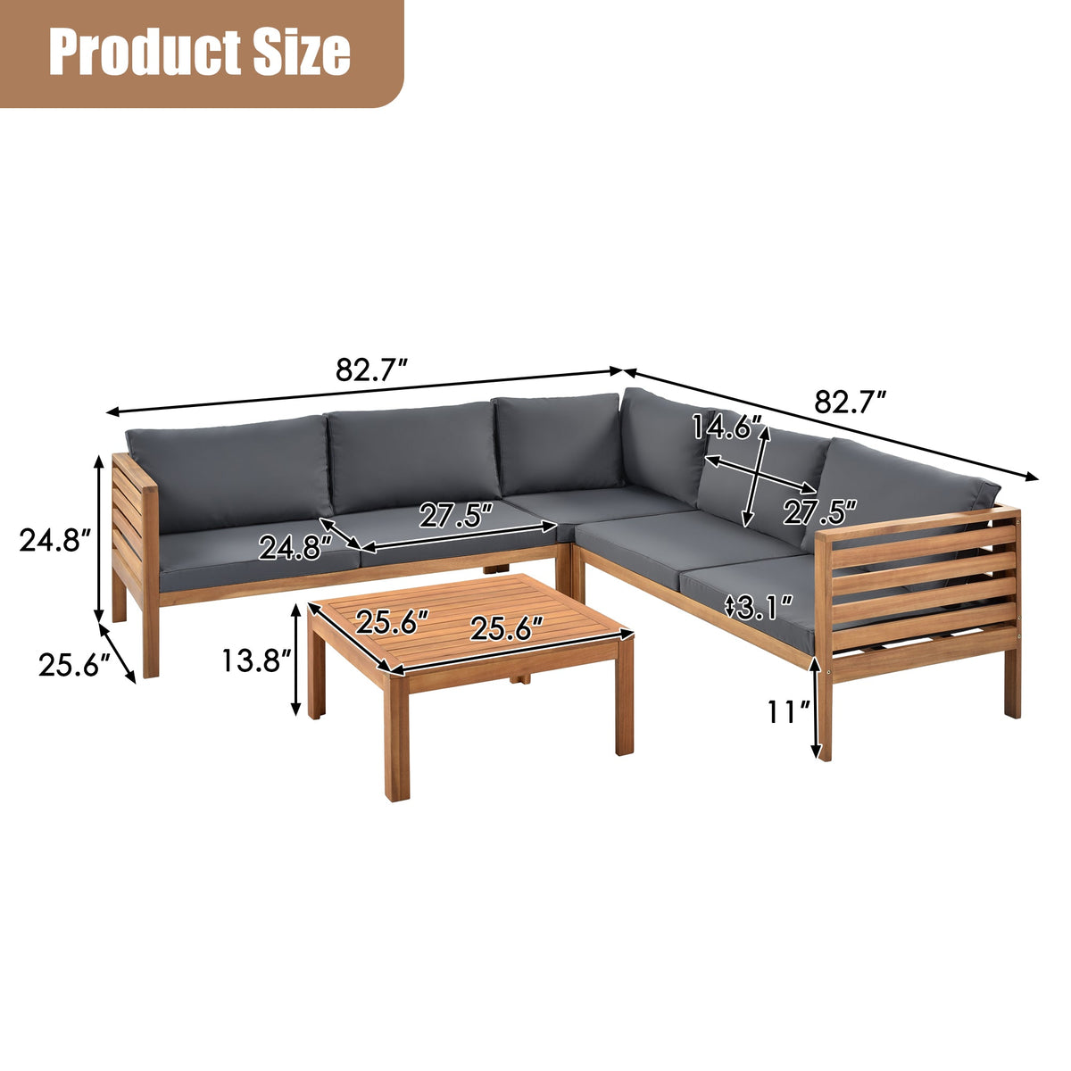 Wood Structure Outdoor Sofa Set
