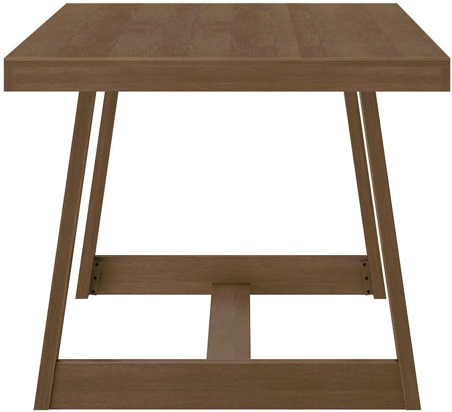 72 Inch Farmhouse Dining Table Solid Wood Rustic Kitchen Table Pecan Wirebrush