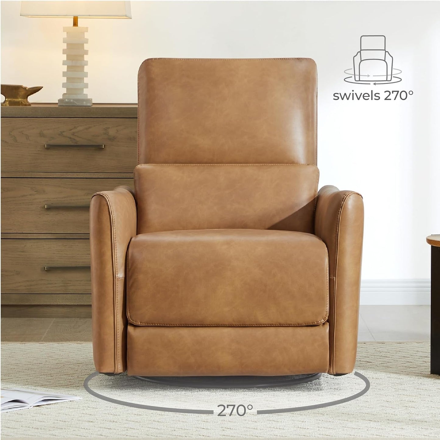 Power Recline Swivel Recliner With Lumbar Support For Living Room