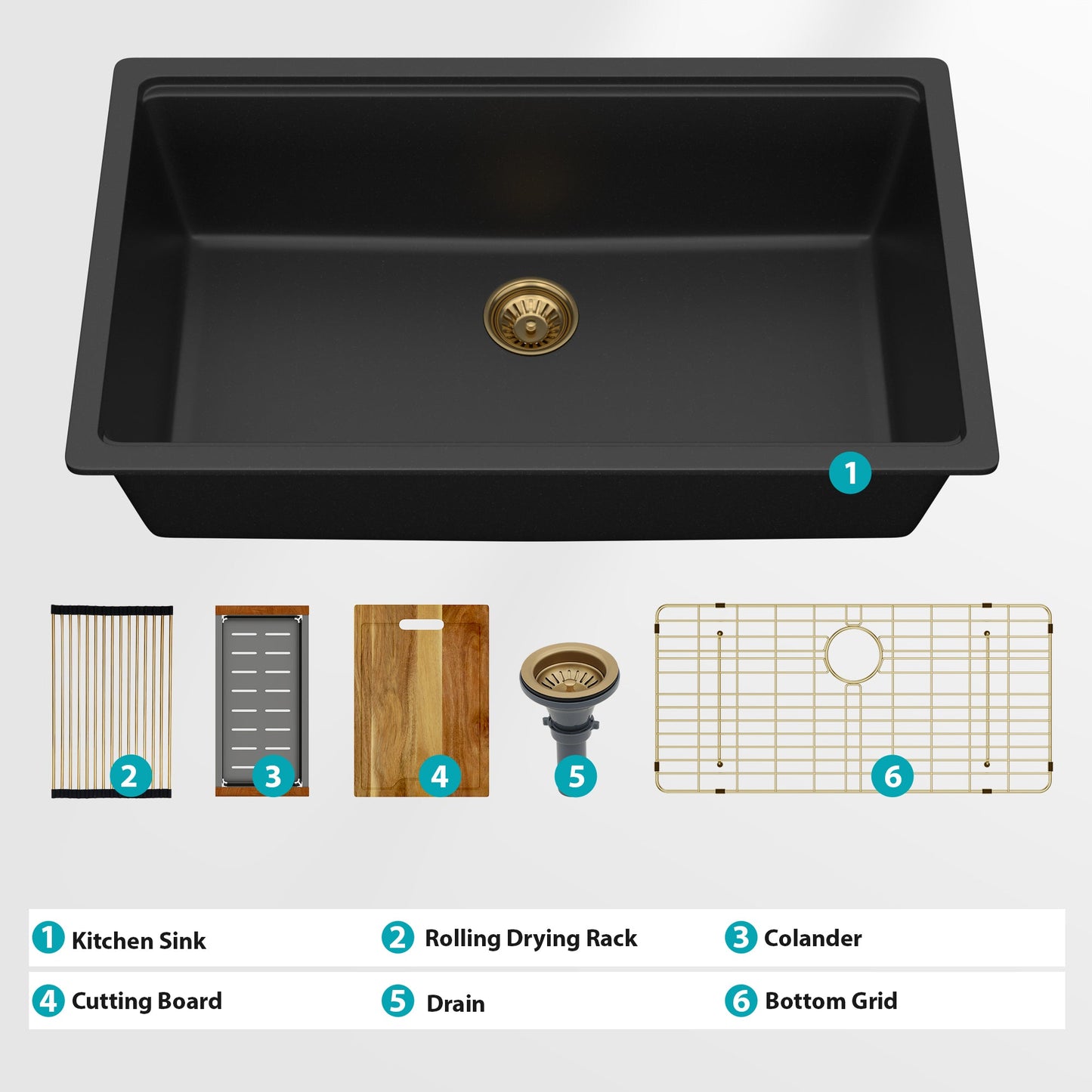 Quartz Kitchen Sink - 33" x 19" x 9.65"