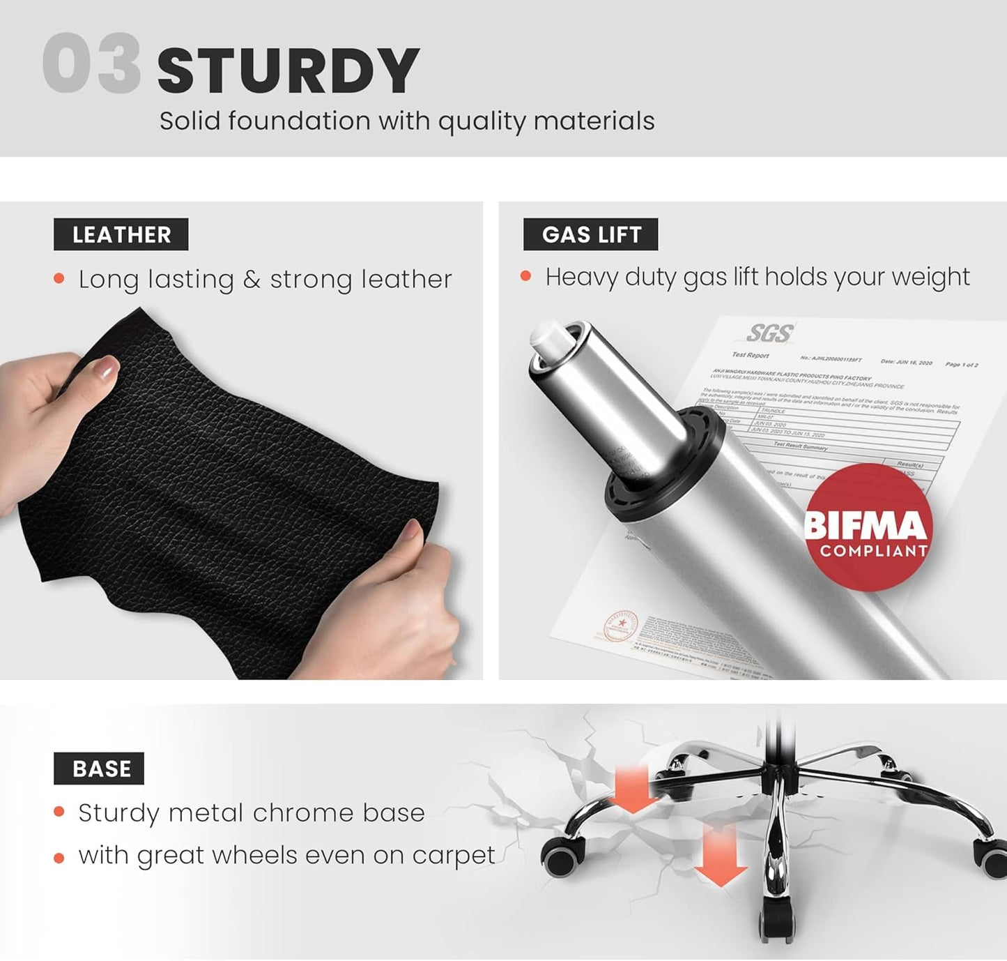 Ergonomic Black Leather Office Chair With Lumbar Support