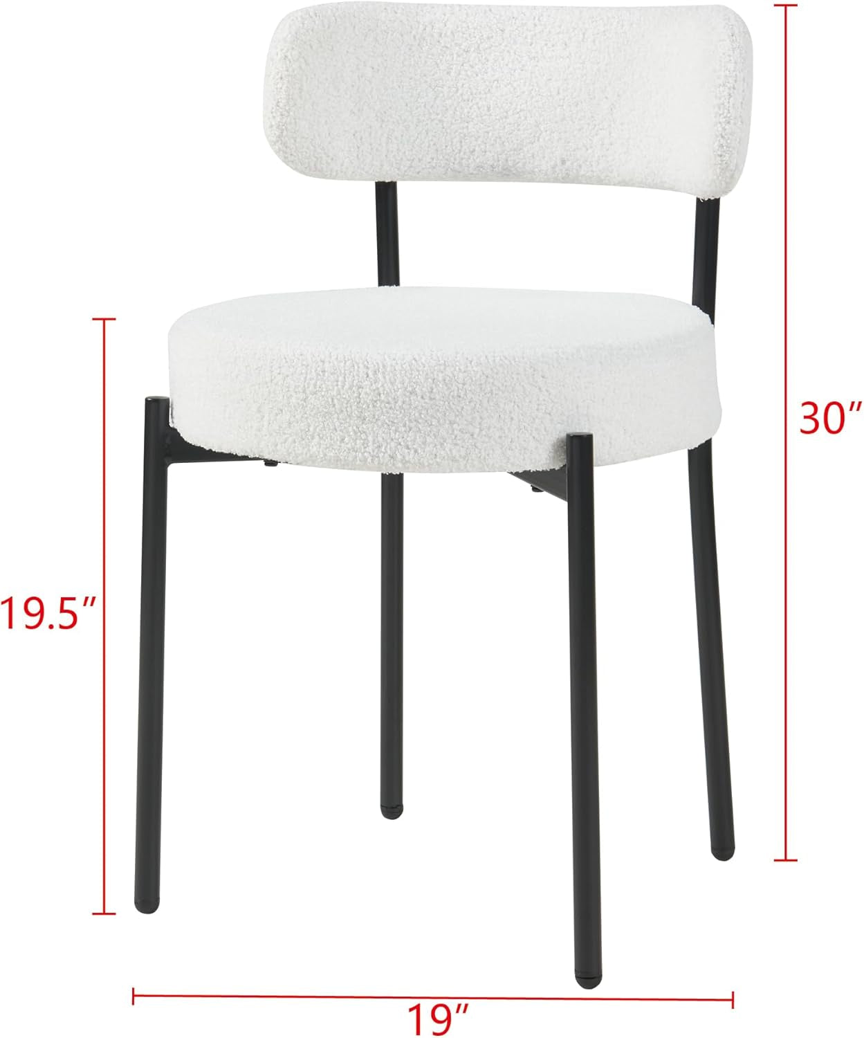White Boucle Dining Chairs Set Of 2 For Dining Room