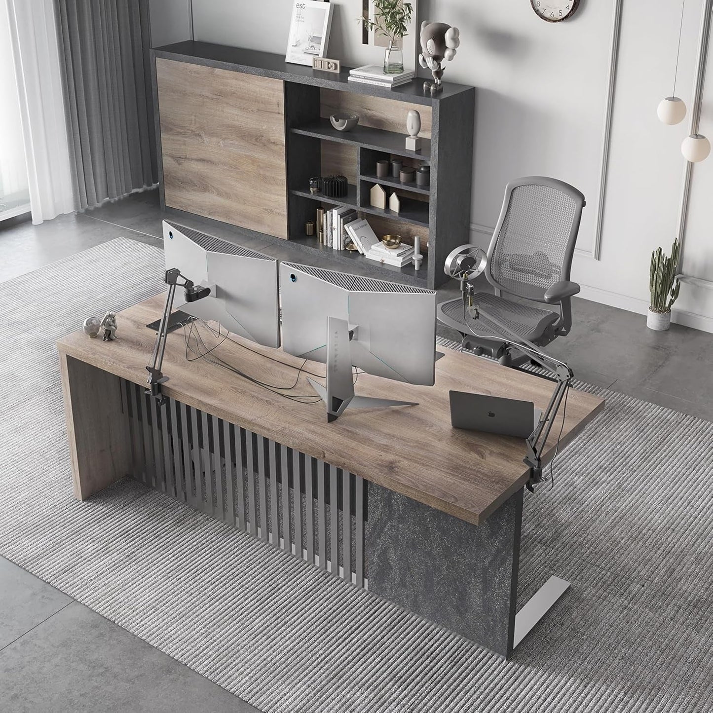 63 Inch Executive Office Desk Stainless Steel Frame