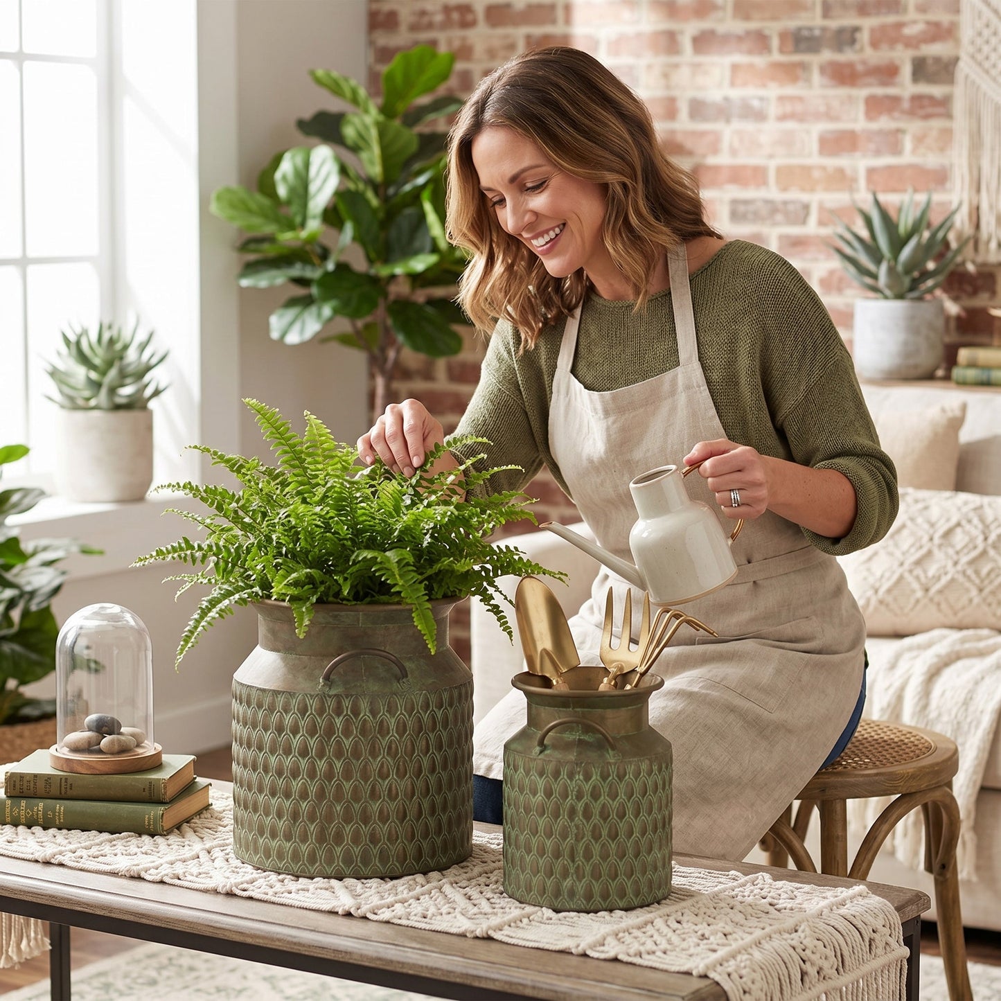 S/2 Iron Milk Jug Planters with Textured Finish
