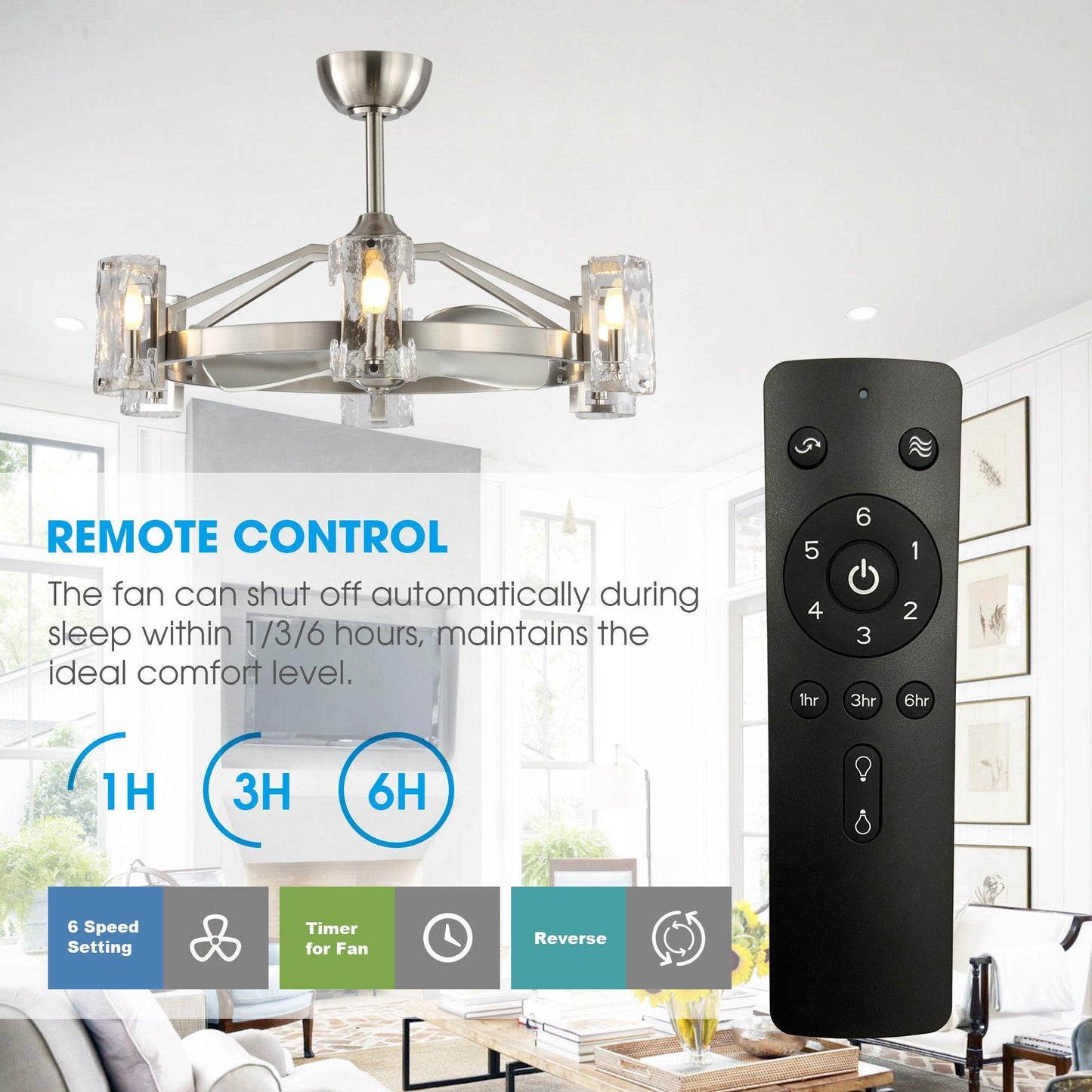 34" Bucholz Modern DC Motor Brushed Nickel Downrod Mount Reversible Ceiling Fan with LED Lighting and Remote Control