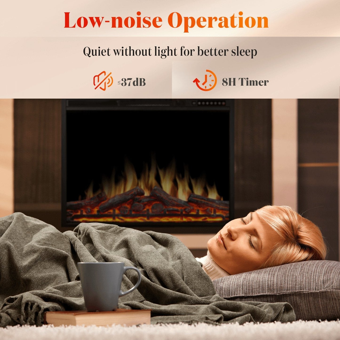 34 Inch Electric Fireplace Insert Adjuatble Flame Colors 936BXB