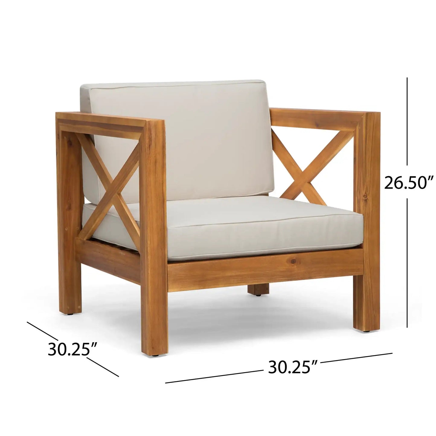Brava Mid-Century Modern Club Chair With Water Resistant Cushions