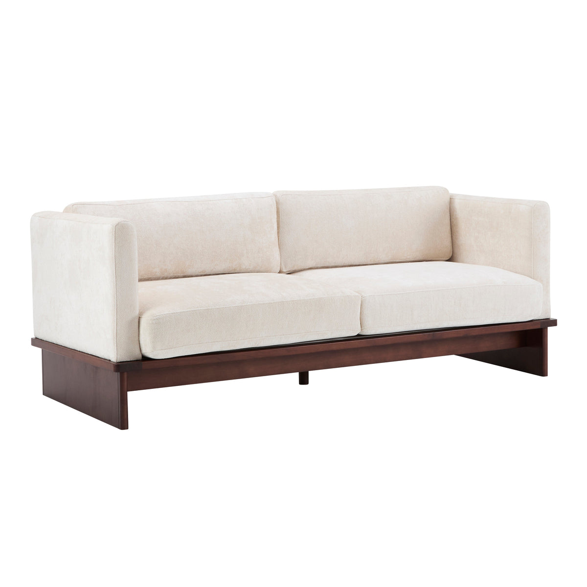 77 in. Square Arm Modern 3 Seater Boucle Sofa