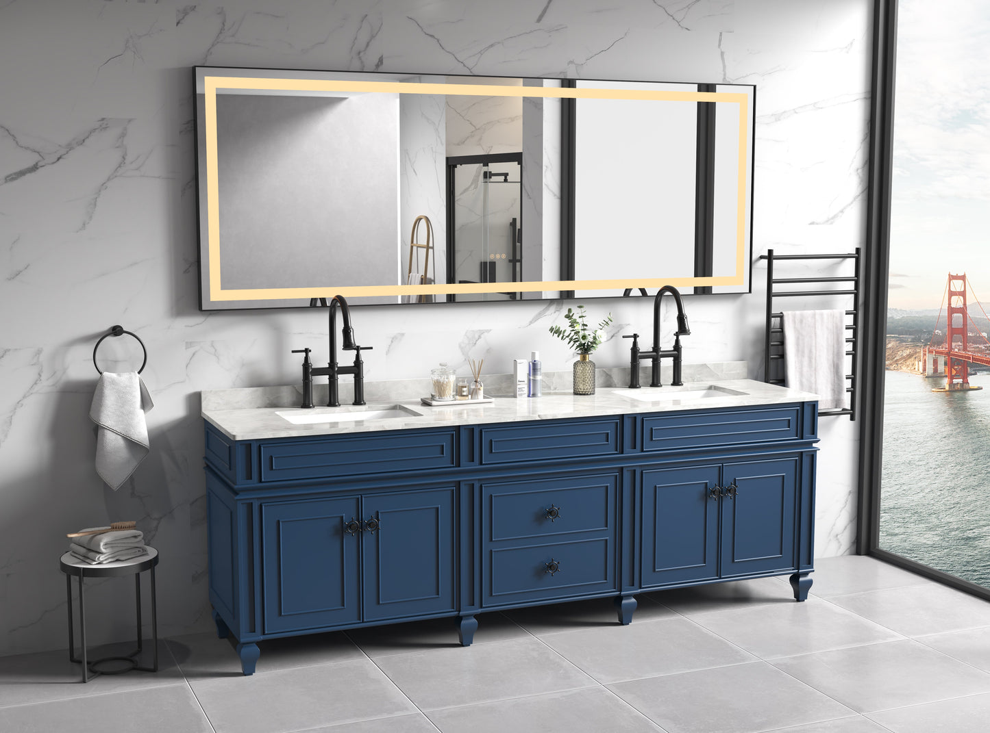 118 x 36 Inch LED Bathroom Mirror with Aluminum Frame