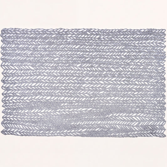 PVC Placemats - Silver Set of 6 | Heat Resistant Non Slip Table Mats for Dining