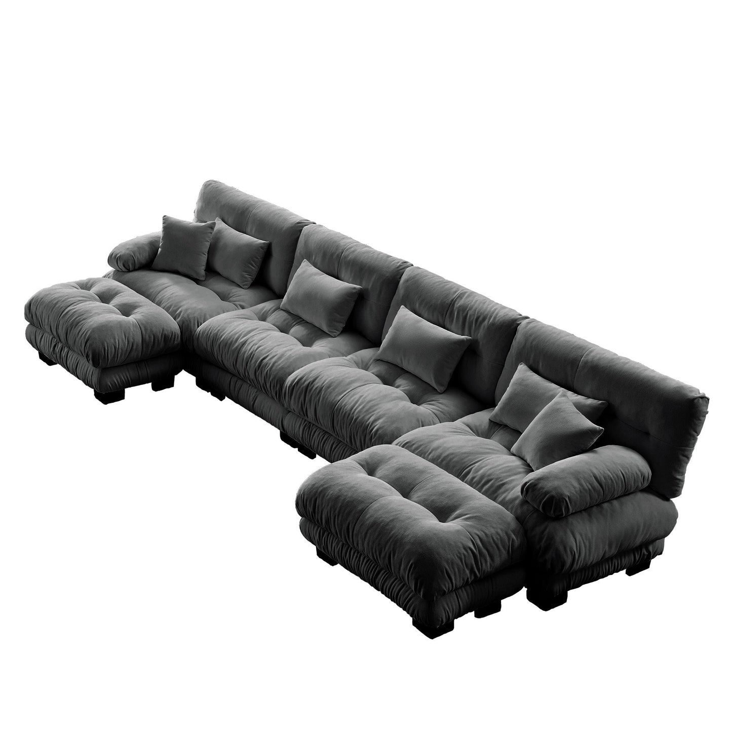 Free Combination Modular Sectional Sofa,U Shaped Couch for Living Room, 4-Seater Comfy Cloud Couch with 2 Ottomans, Chenille Gray