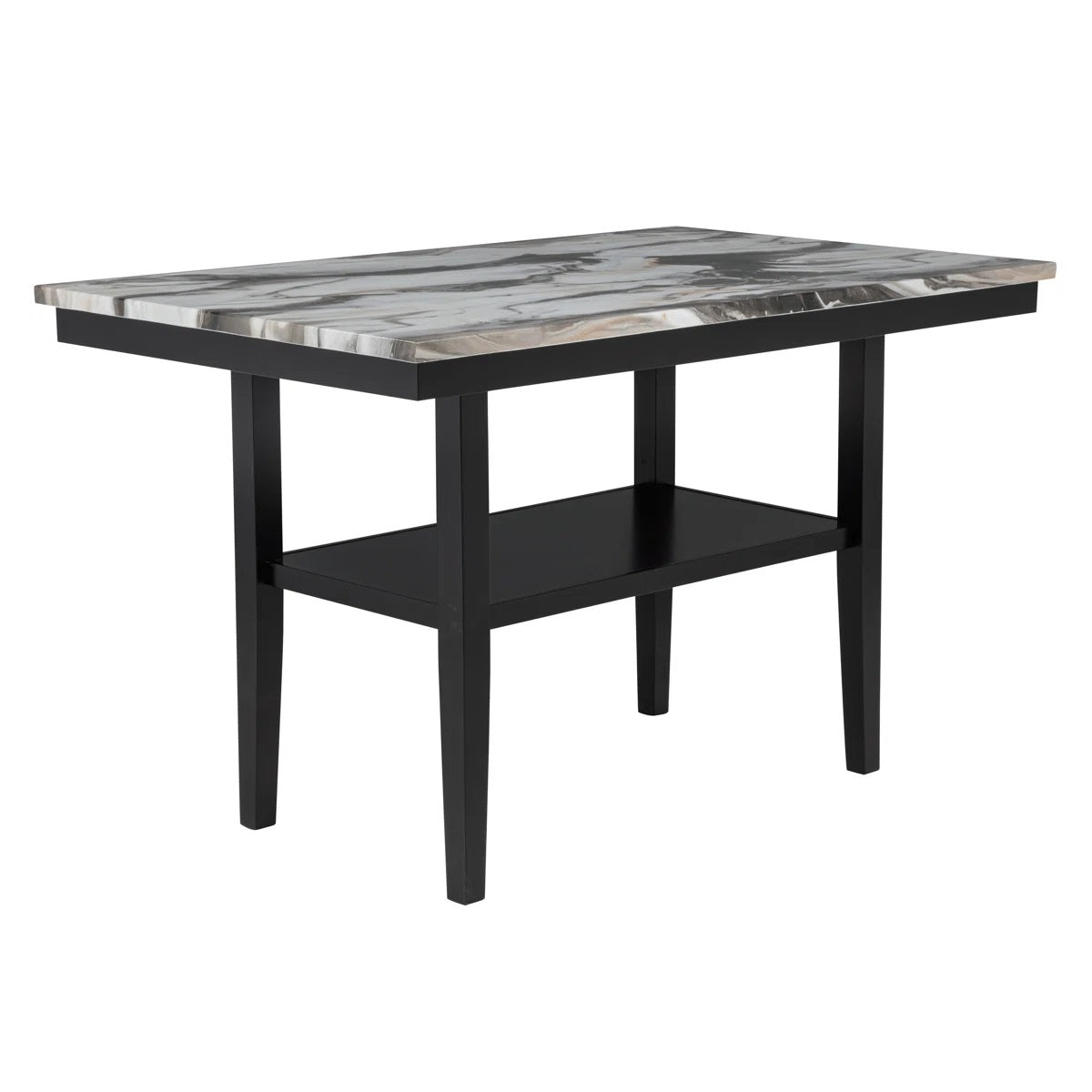Modern 5 Piece Counter Dining Set, Marble Finish Wood Top