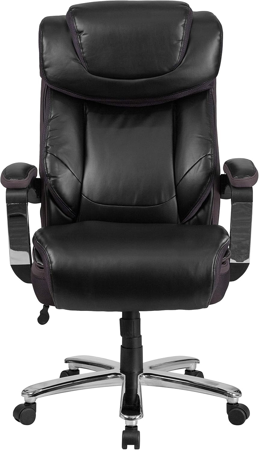 High-Back Headrest Ergonomic Office Chair Black LeatherSoft
