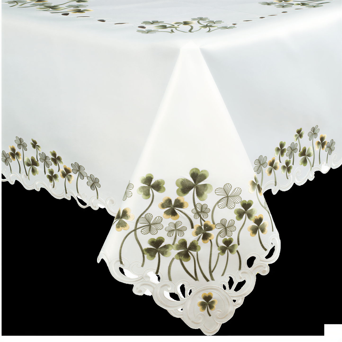 European Embroidered Table Topper – Rustic Vintage Polyester Linen Cover 60x120 Inches
