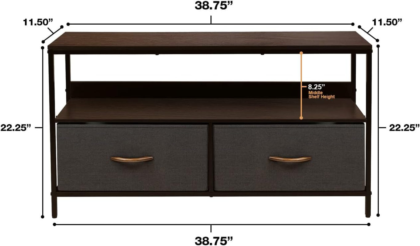 Dresser Style TV Stand With Two Drawers And Wood Top