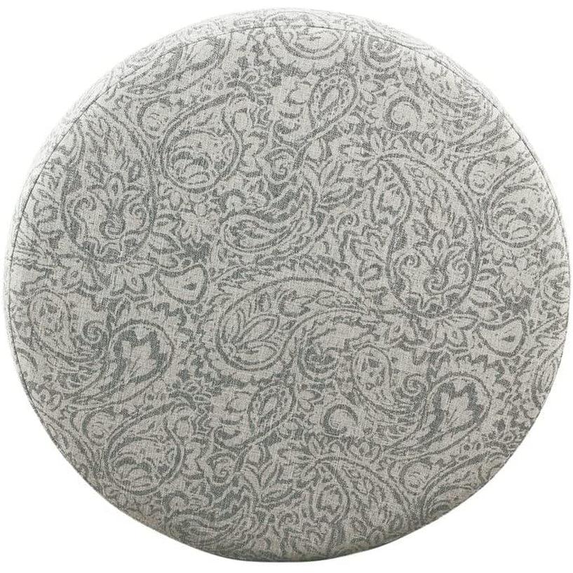 Gray Floral Storage Ottoman Large Round For Living Room