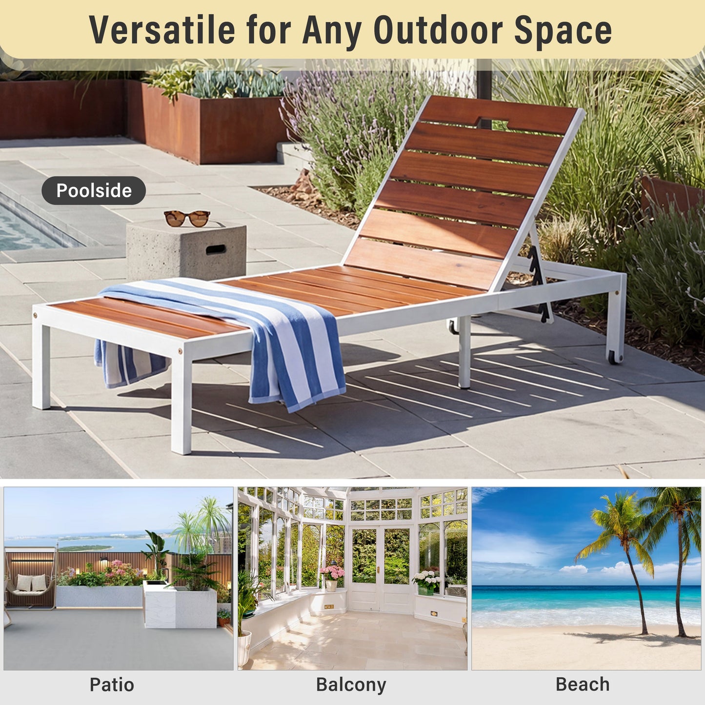 Outdoor Chaise Lounges with Adjustable Backrest