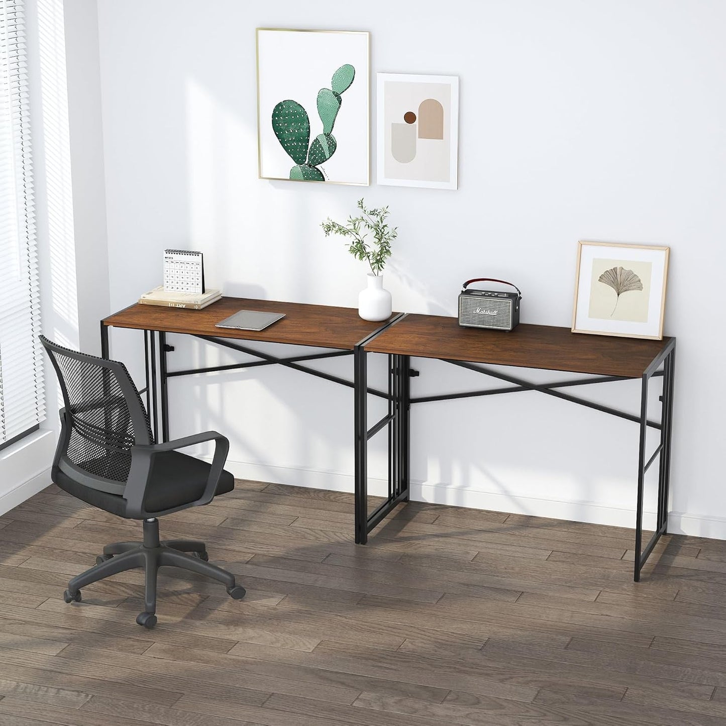 35 Inch Folding Computer Desk For Small Spaces Mahogany