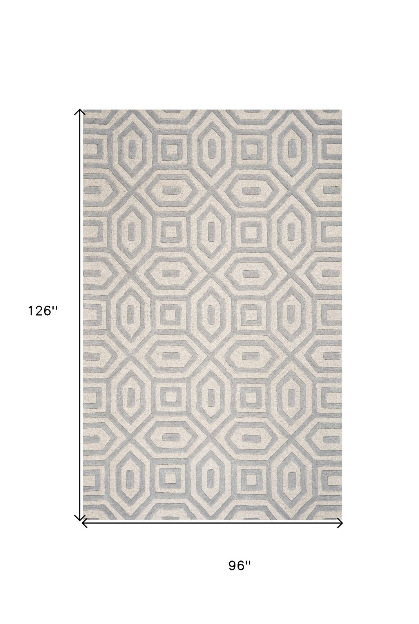 8' Grey Hand Tufted Geometric Indoor Runner Rug