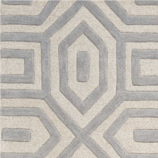 8' Grey Hand Tufted Geometric Indoor Runner Rug