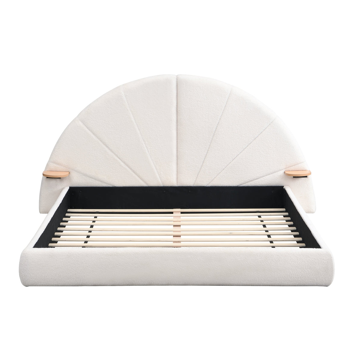 Unique Arched Boucle Bed with Small Table, Queen
