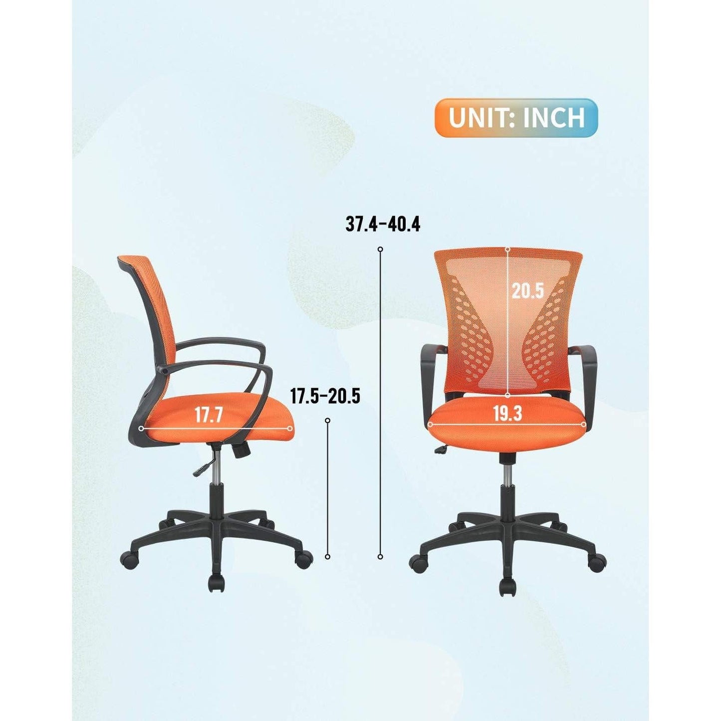 Ergonomic Orange Mesh Office Chair With Armrests Swivel