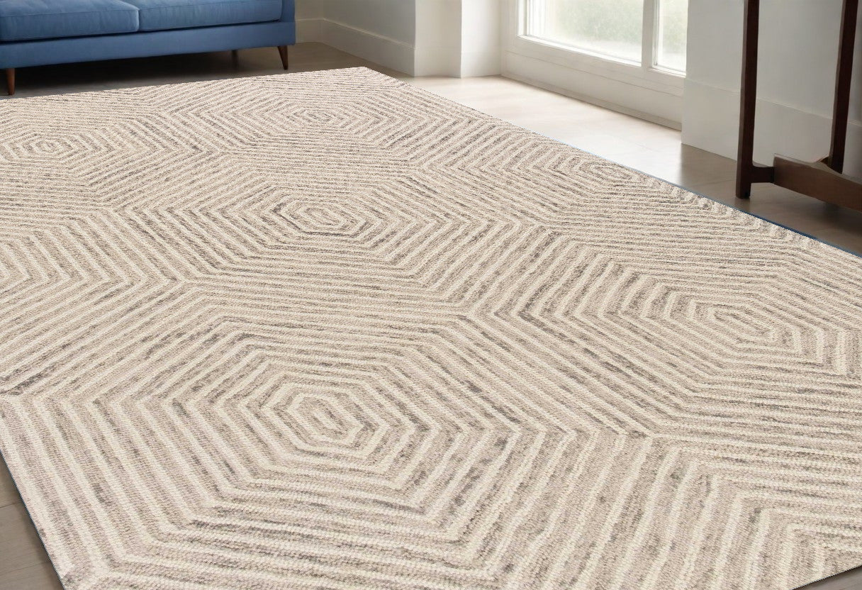 8' X 10'  Wool Ivory  Area Rug