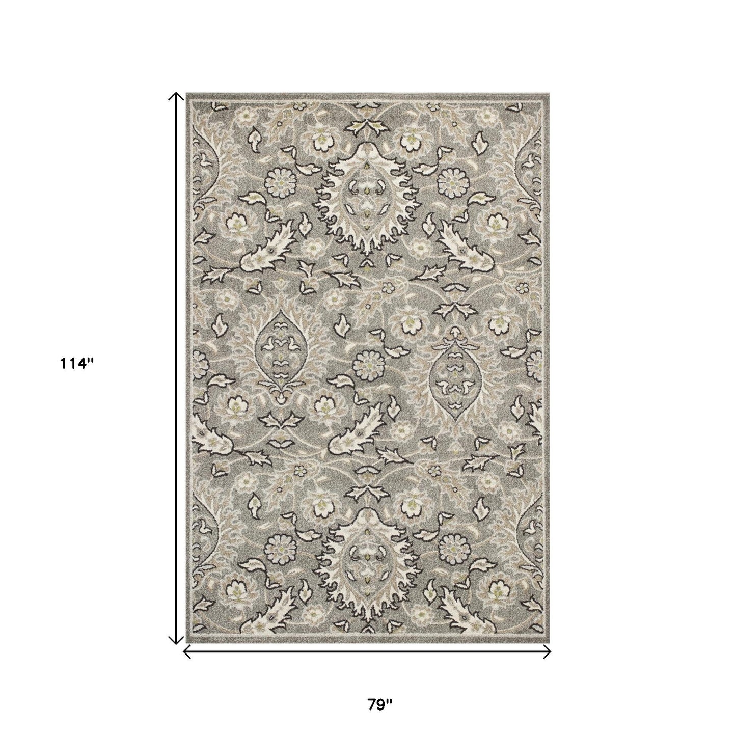 5' X 8' Grey Medallion Uv Treated Area Rug