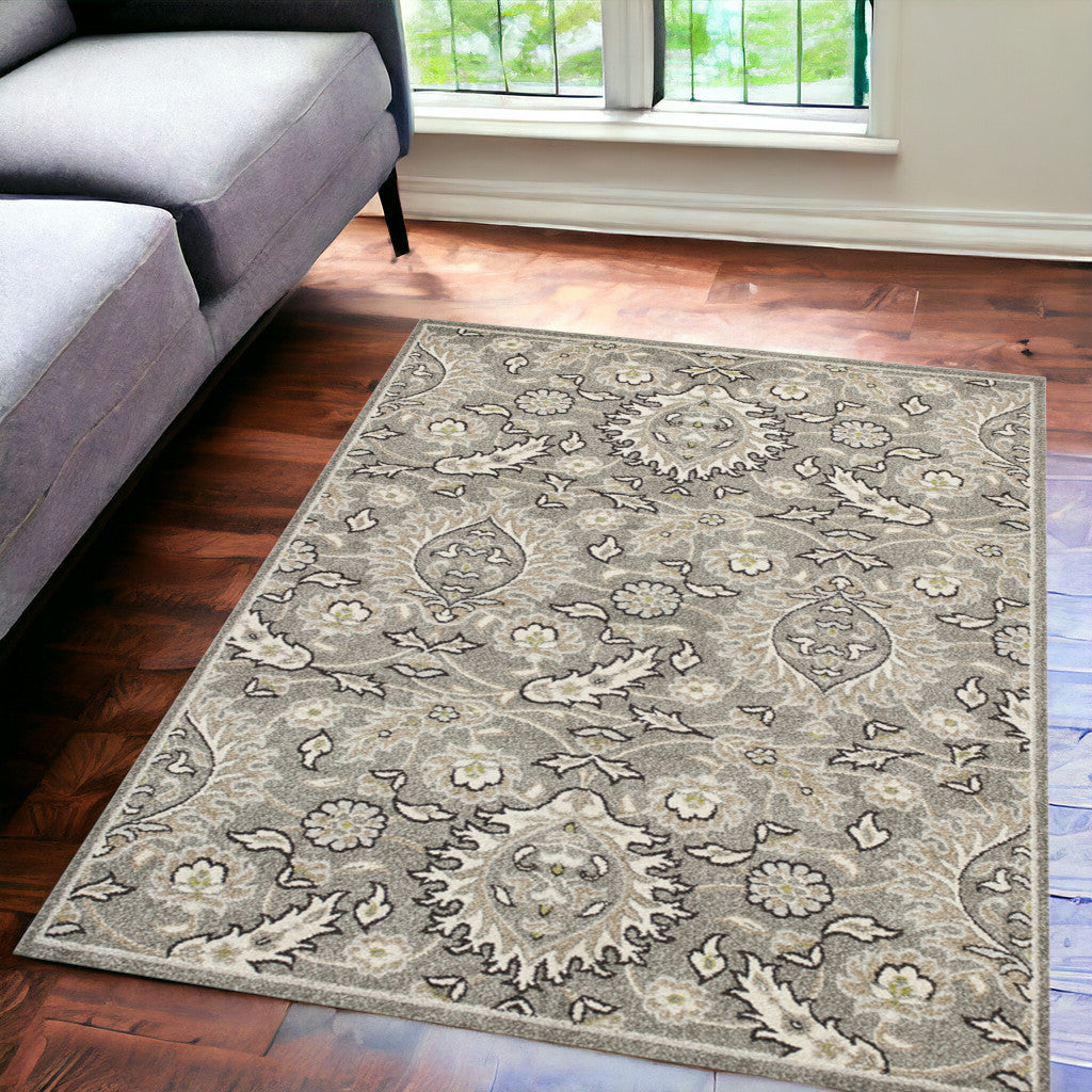 5' X 8' Grey Medallion Uv Treated Area Rug