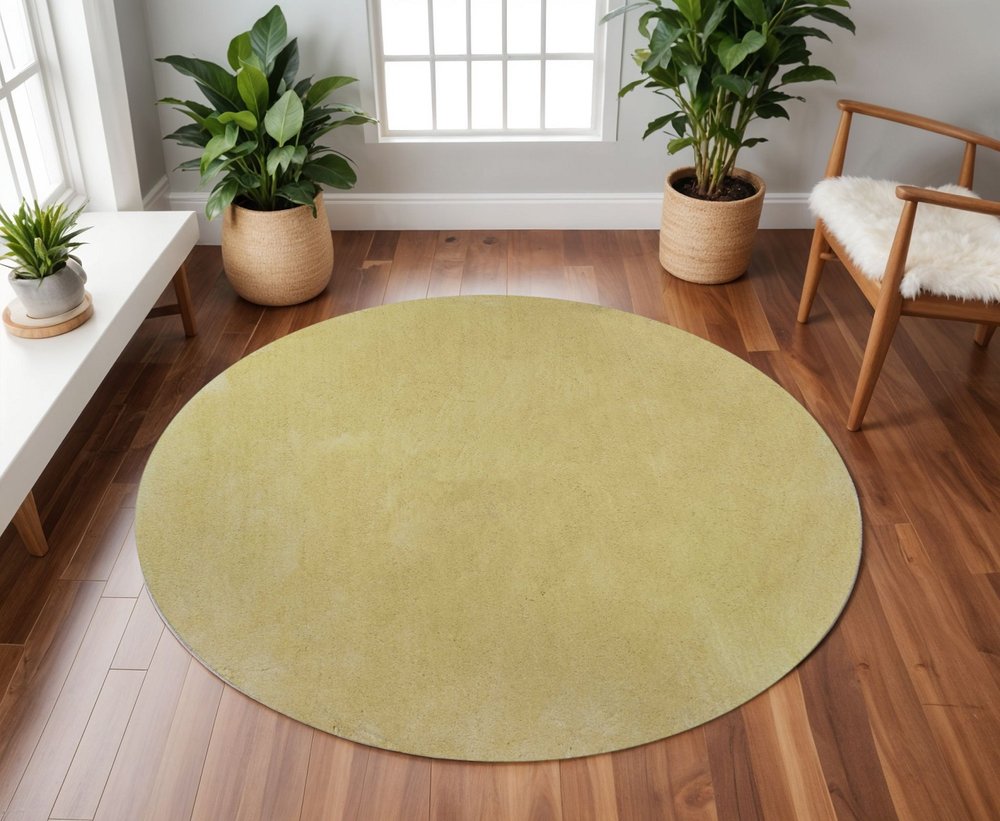 6' Canary Yellow Hand Woven Round Rug