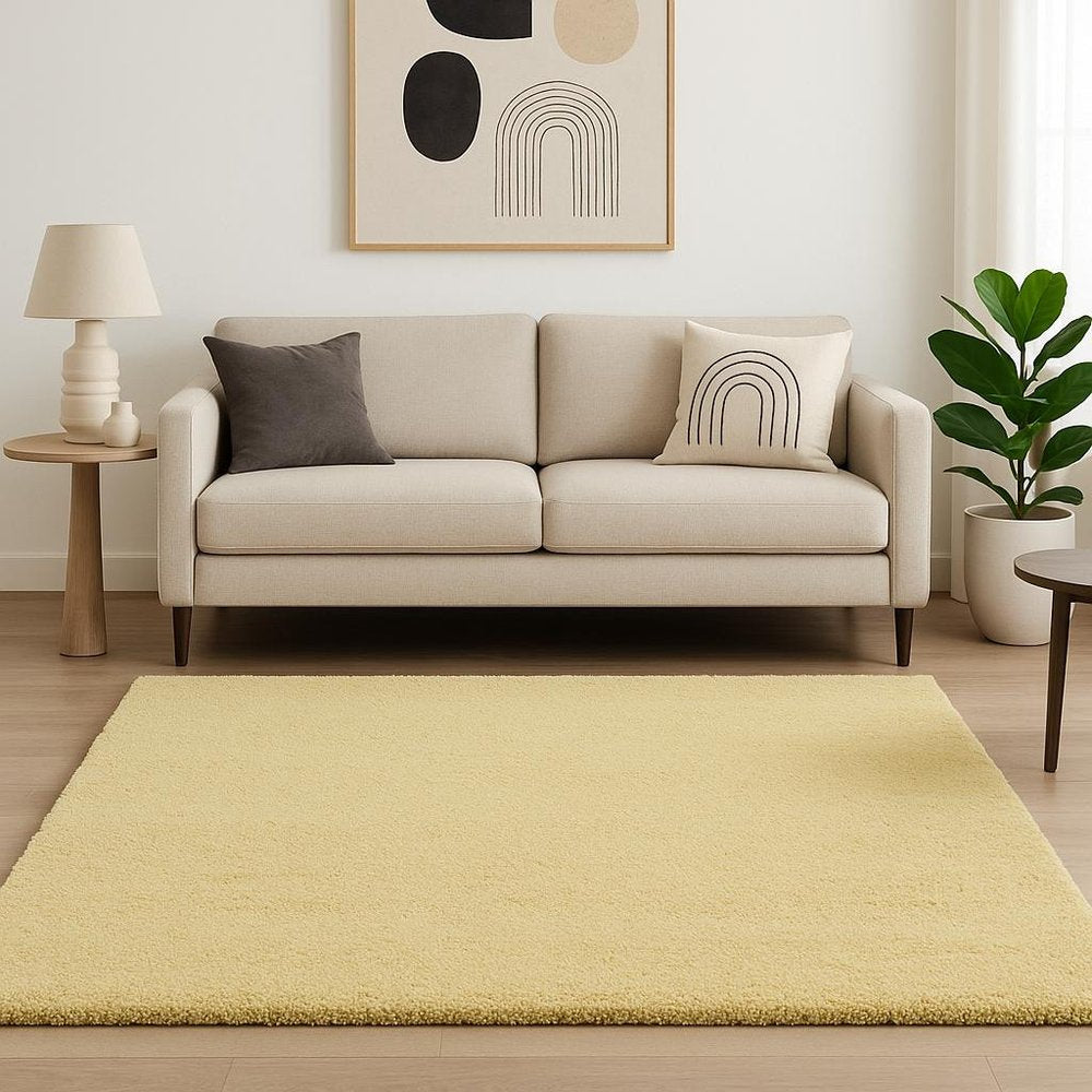 6' Canary Yellow Hand Woven Round Rug