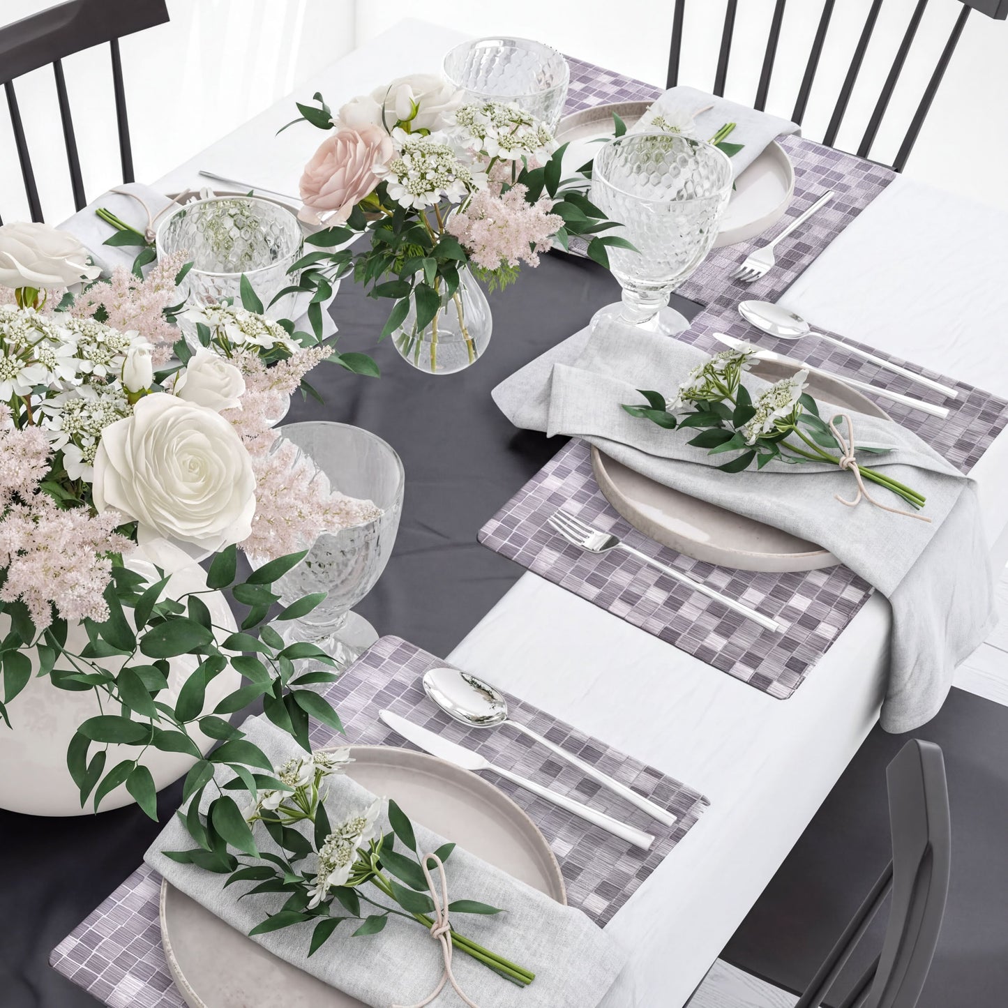 Woven PVC Placemats - Set of 8 Purple Non Slip Dining Table Mats