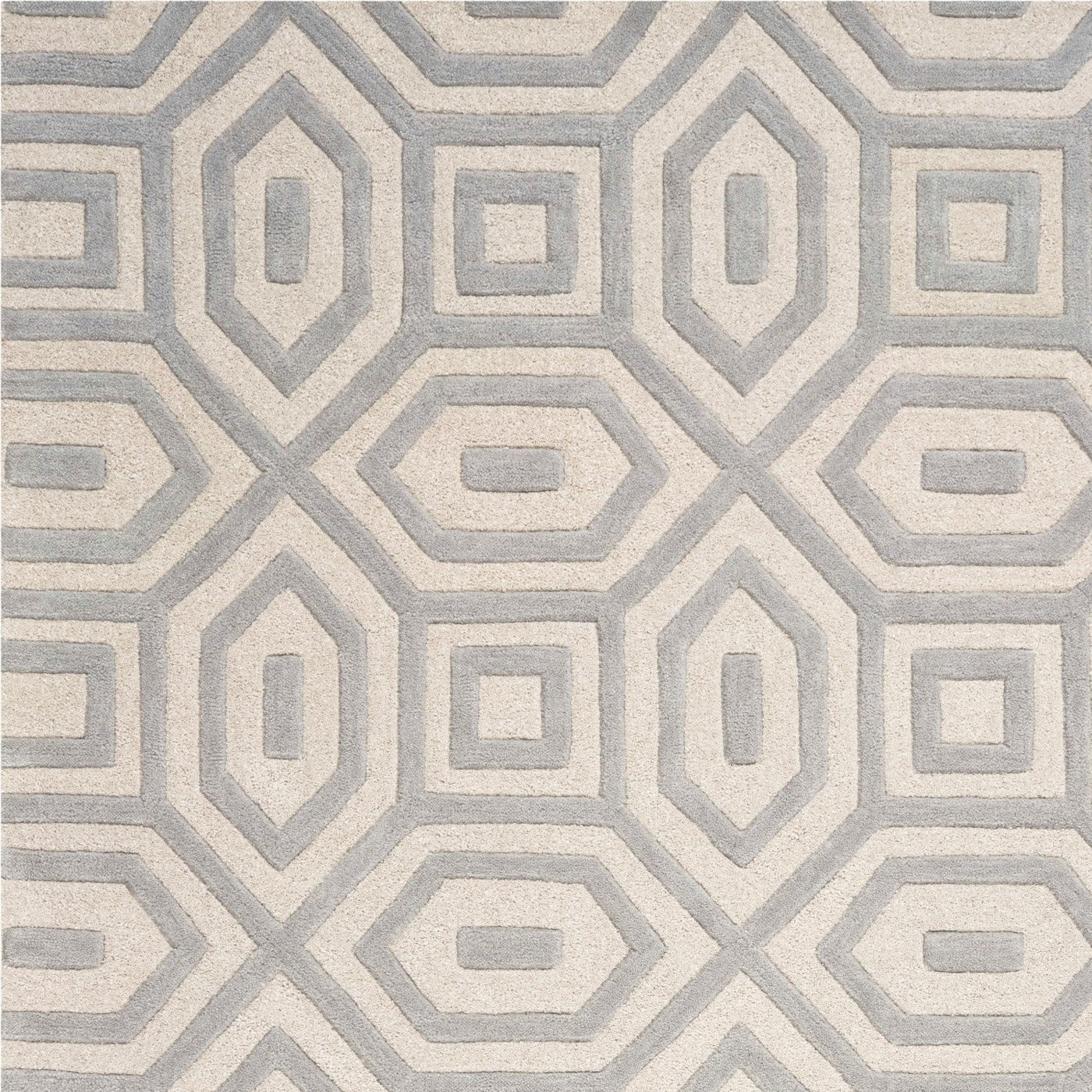 8' Grey Hand Tufted Geometric Indoor Runner Rug