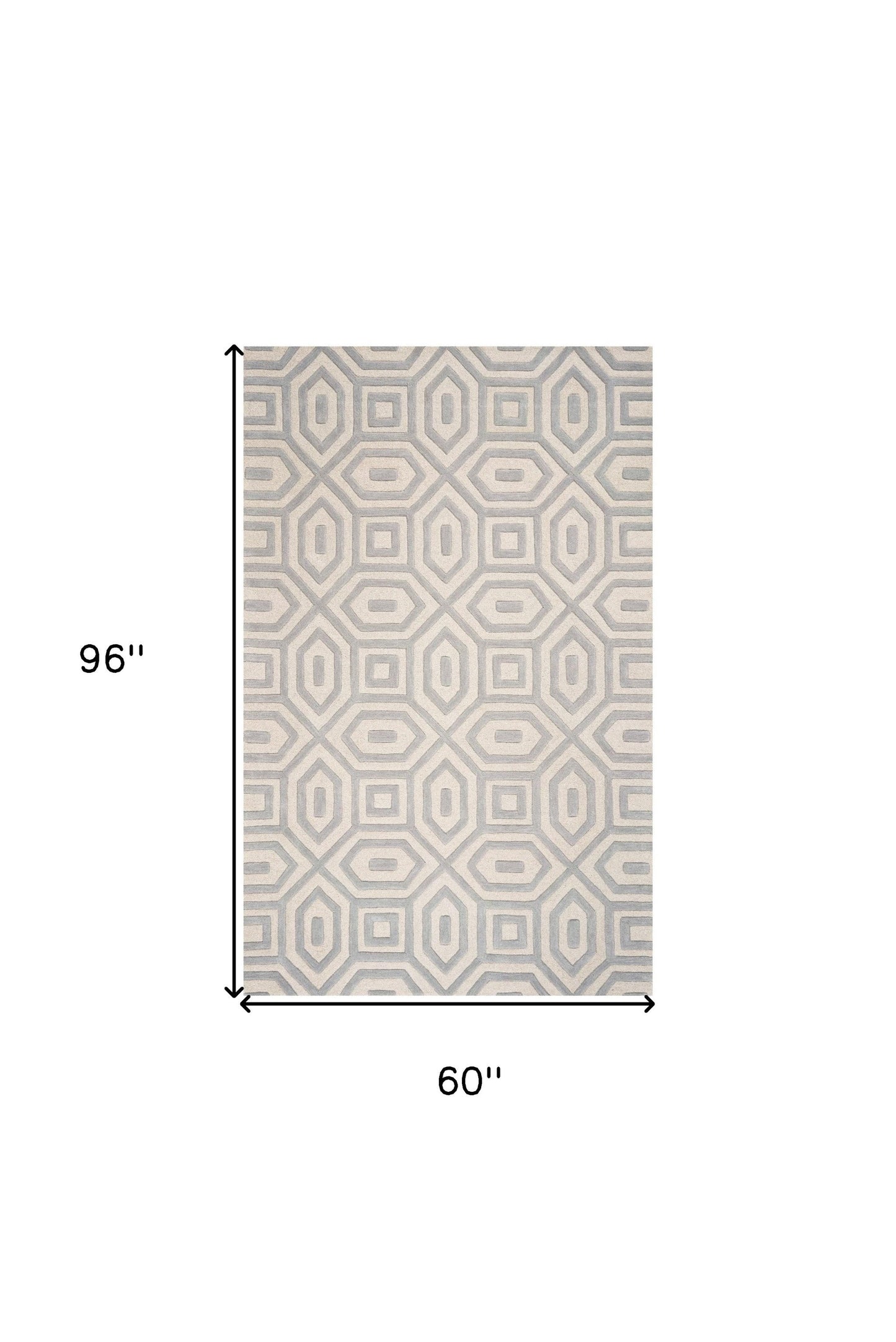 8' Grey Hand Tufted Geometric Indoor Runner Rug