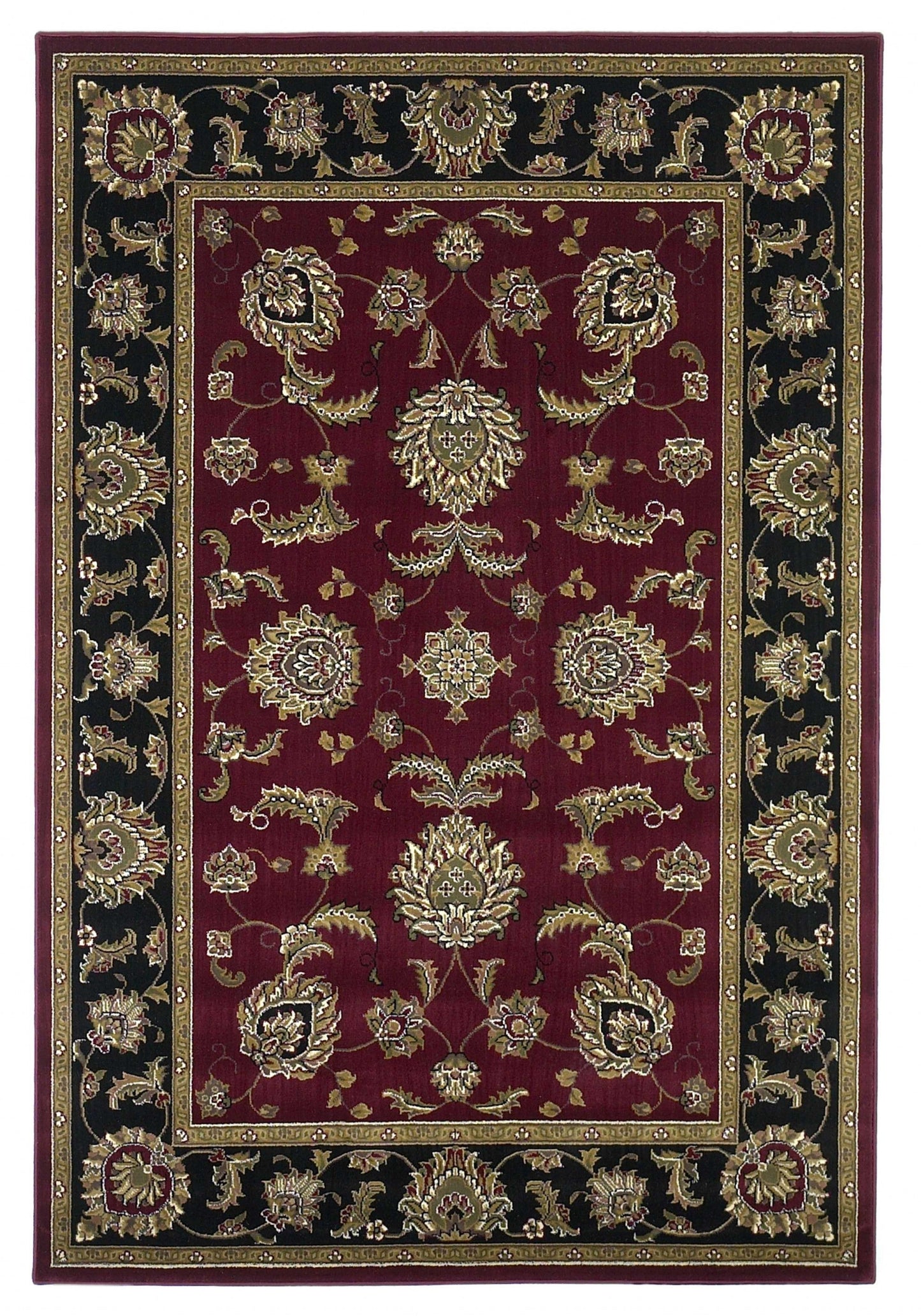 9' X 13' Red and Black Area Rug