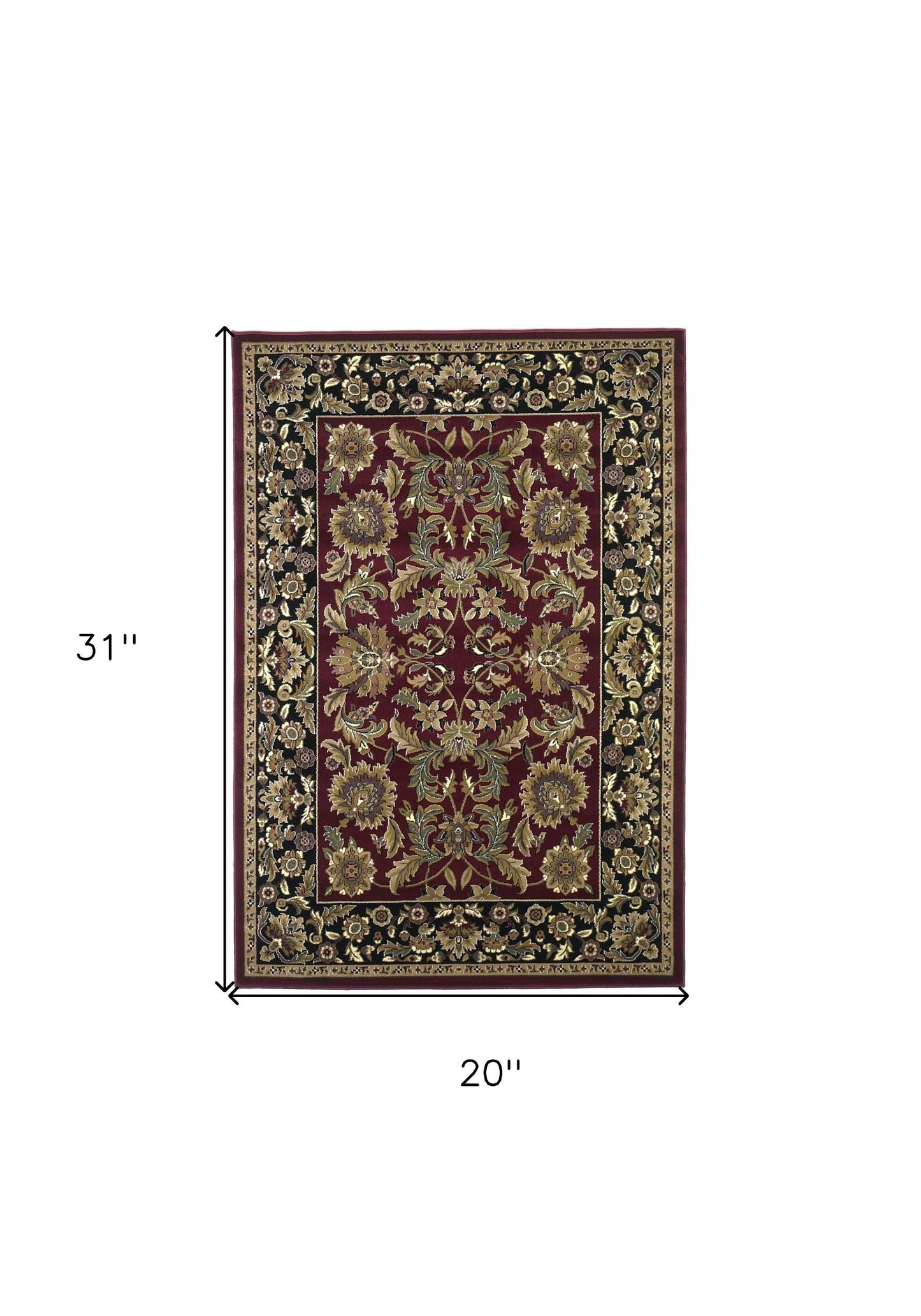 8' X 11' Red Black Machine Woven Floral Traditional Indoor Area Rug