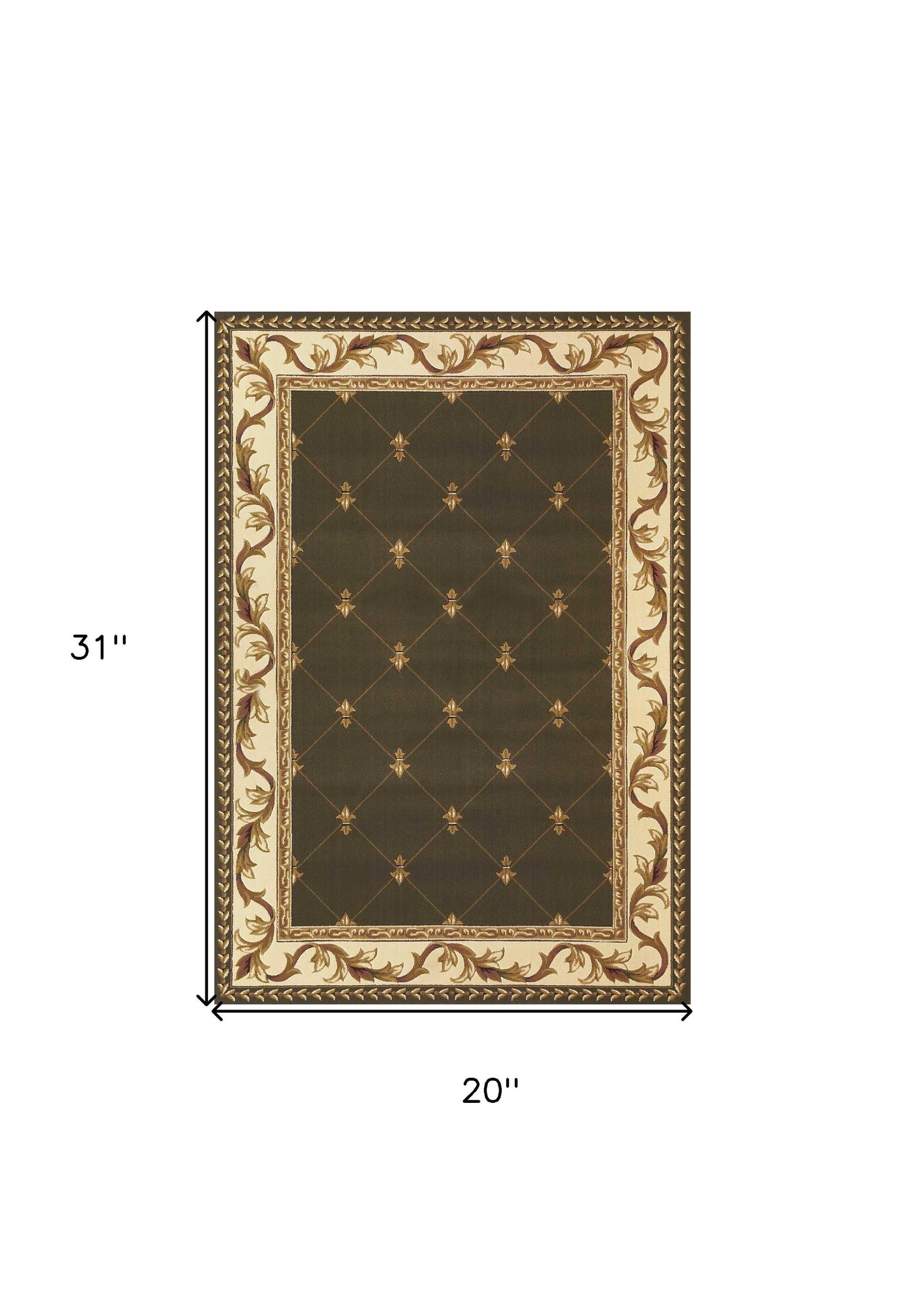 2' X 3' Green and Ivory Trellis Area Rug