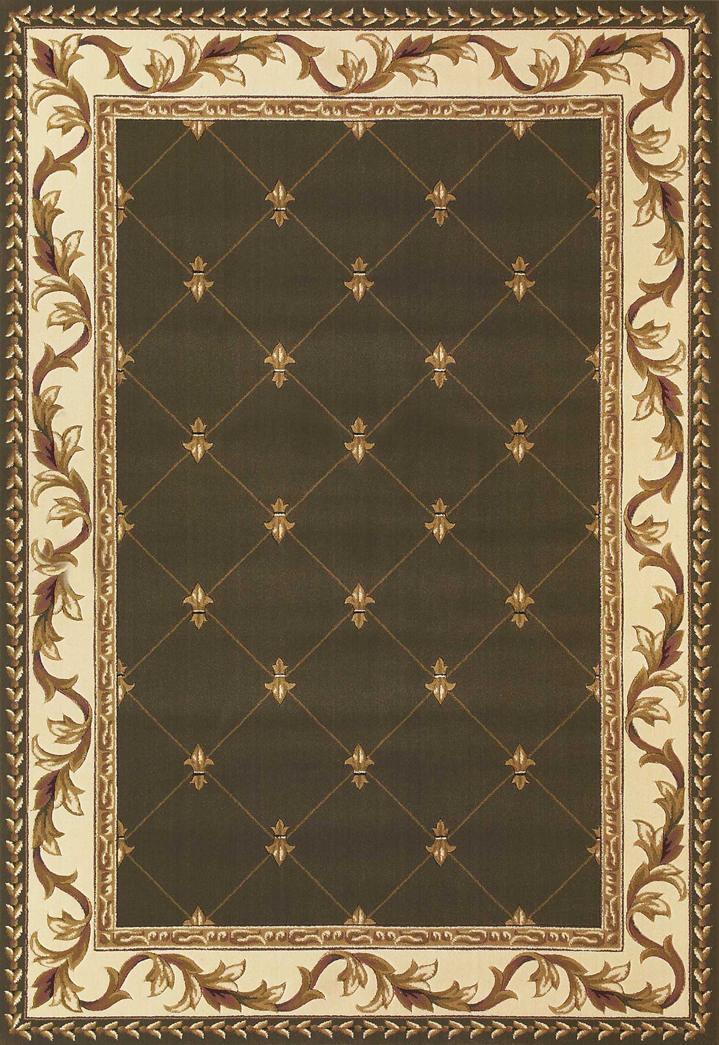 2' X 3' Green and Ivory Trellis Area Rug