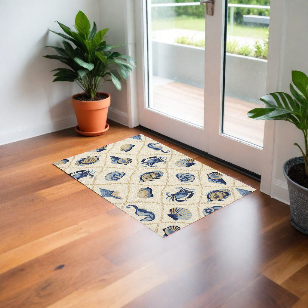 2' X 3' Beige Hand Tufted Area Rug