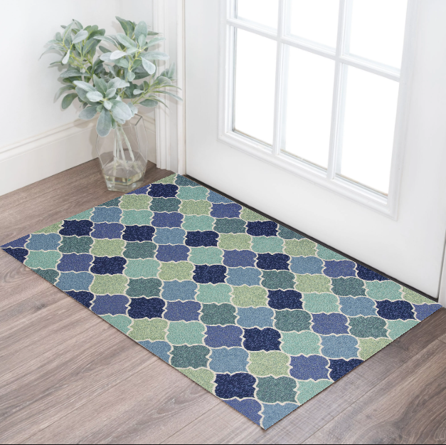 7' X 9'  Uv Treated Polypropylene Blue Area Rug